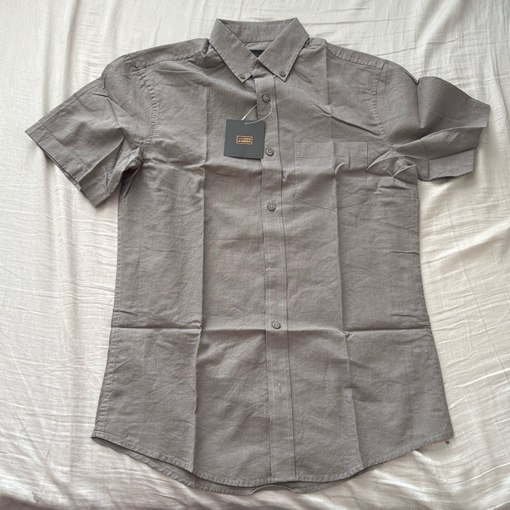 Short Sleeve Gray Button Down Shirt